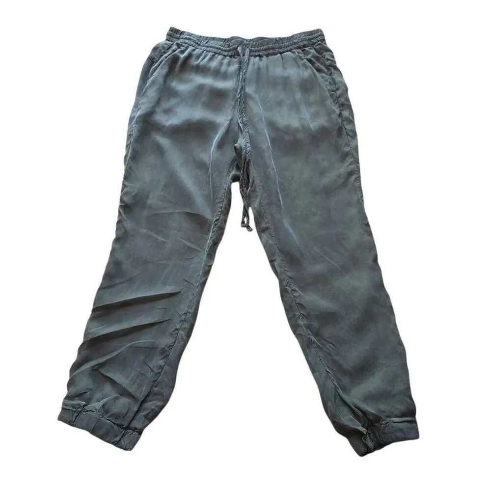Johnny was womens Sz S cupra olive green silky Alice jogger trousers